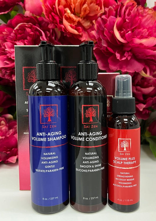 Anti-Aging Shampoo, Conditioner & Volume Plus Scalp Therapy Spray Set